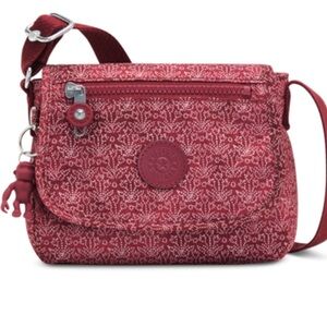 NWT Kipling Printed Sabian Mini Crossbody Dotted Flower Burgundy Red